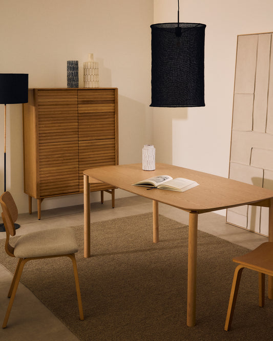 Indara sto od jasenovog furnira i punog gumenog drveta sa prirodnom završnom obradom 160 x 90 cm