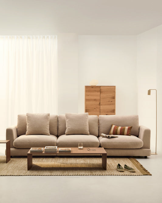 Gala 4-seater beige chenille sofa FSC Mix Credit 300cm