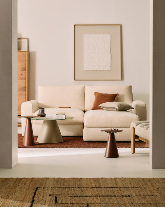 Alea ekru chenille 3-seda modularna sofa sa desnim ležaljkom i presvlakom 220cm