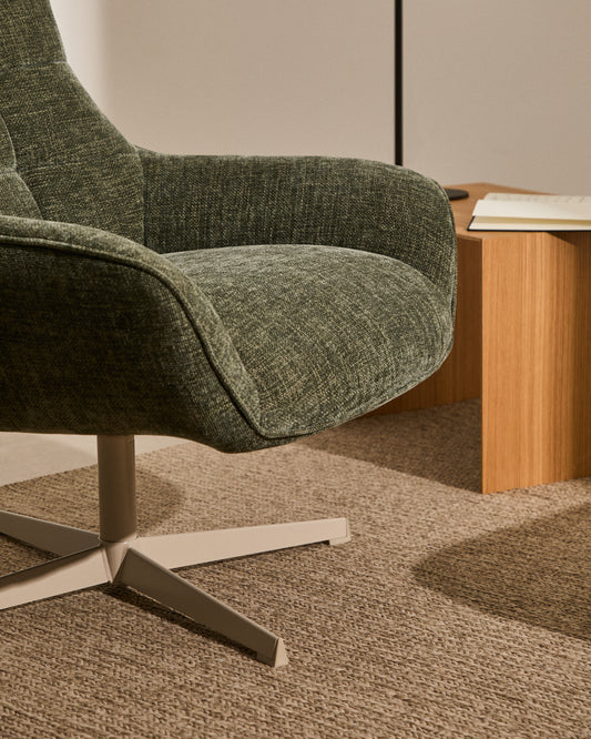 teryl okretna zelena šenil fotelja sa sivim metalom, FSC 100%