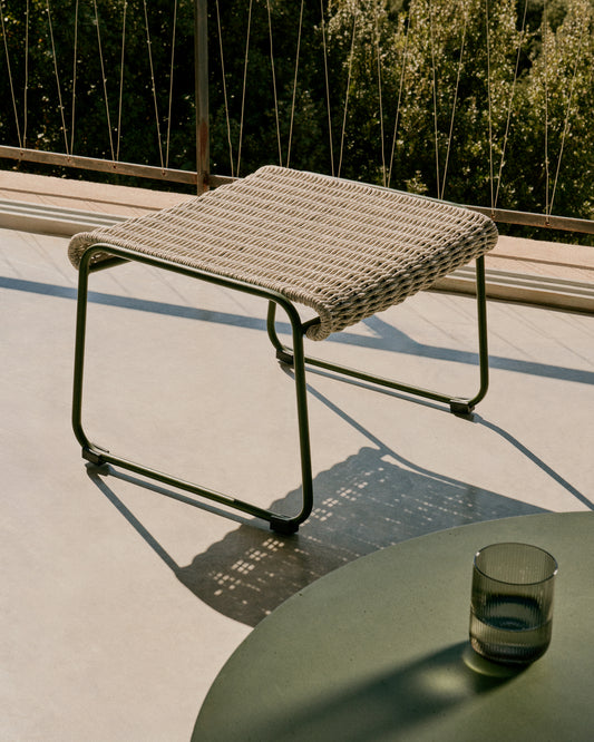 Maurina oslonac za noge od zelenog pocinkovanog čelika i ekru i sivog užeta 58 x 52,5 cm