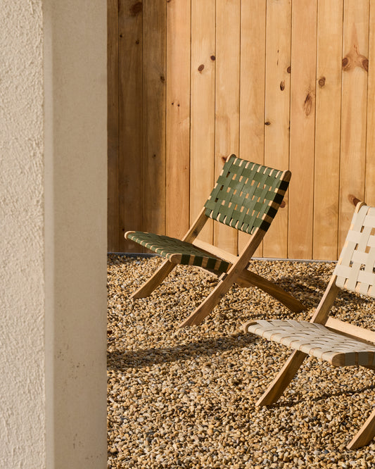 FSC 100% zelena gajtana i puno bagremovo drvo Chabeli sklopiva stolica