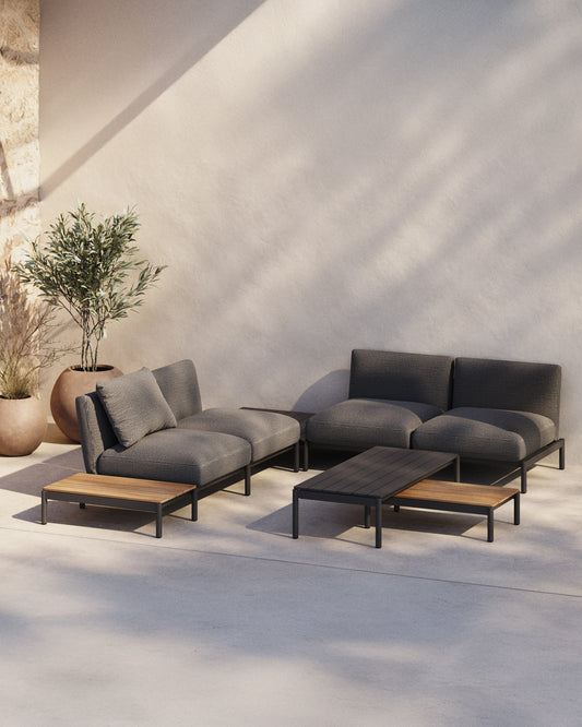 Sorells coffee table in grey aluminum 63 x 144,6 cm  