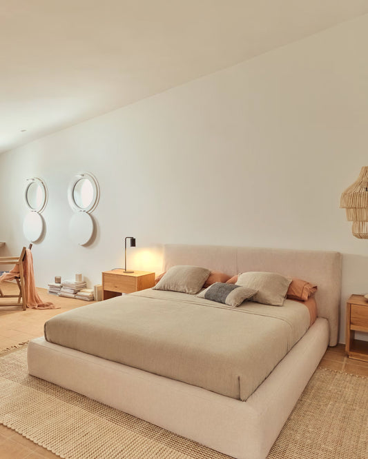 Blok krevet sa skidajućim navlakama u boji ecru za dušek 160 x 200 cm FSC Mix Credit