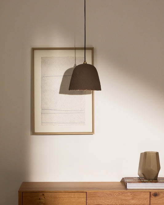 Lisora plafonska lampa u braon papir-mašeu Ø35cm