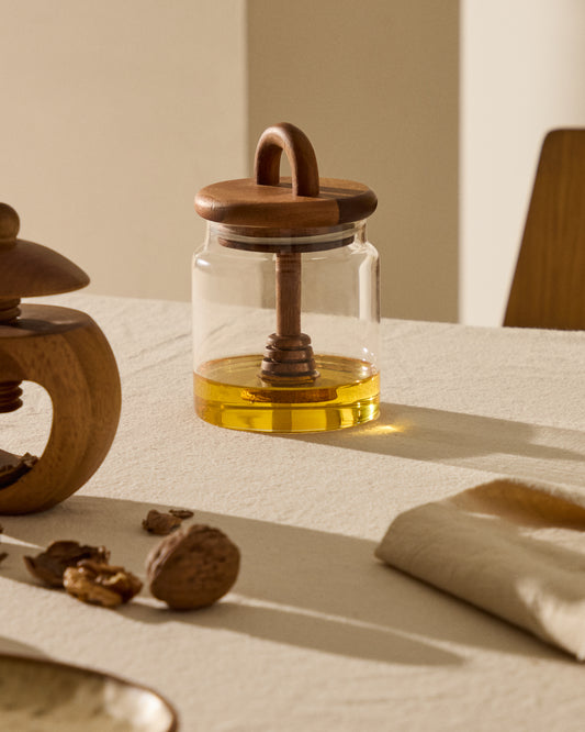 Nukha tegla za med od stakla i FSC 100% bagremovog drveta