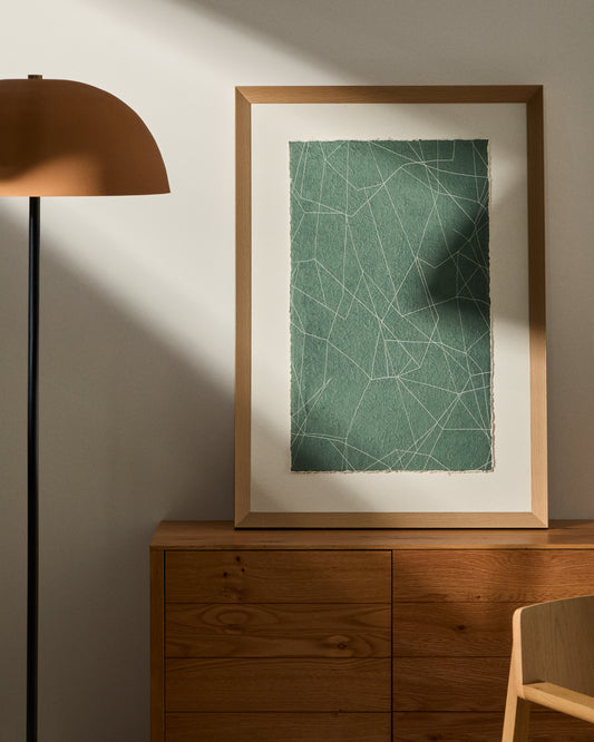 Durkan apstraktna slika na zelenom recikliranom papiru 100 x 70 cm