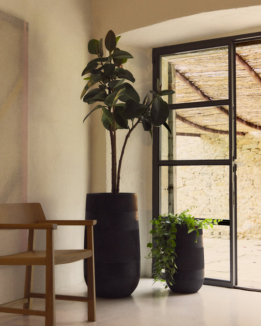 Set od 2 tival crne sadilice sa efektom cementa Ø 45 cm / Ø 32 cm