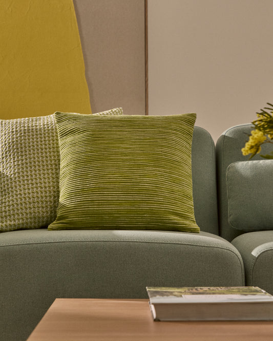 Niera zelena prugasta pamučna žakardna navlaka za jastuke 45 x 45 cm