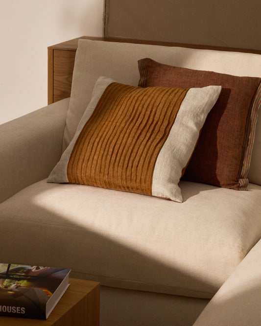 Zoren senf plisirana navlaka za jastuke od 100% lana 50 x 50cm