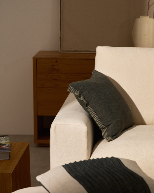 Niven zelena 100% melanž platnena navlaka za jastuke sa bočnim prugama 45 x 45 cm