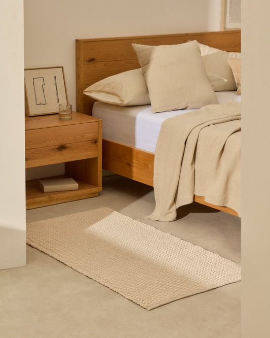 tepih za trčanje Mascarell beli pamuk i poliester 70 x 140 cm