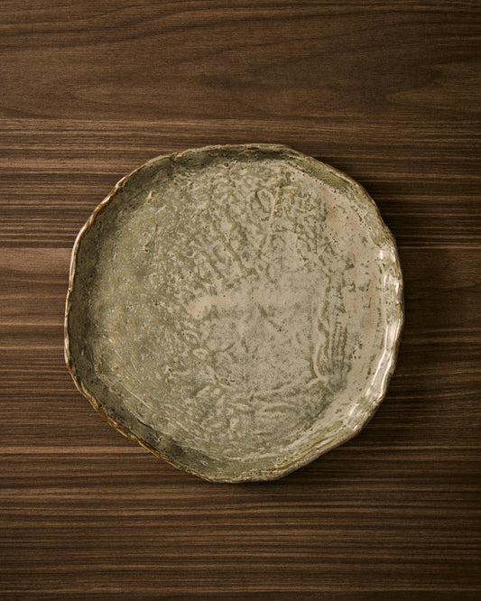 Alenia shallow gray ceramic plate