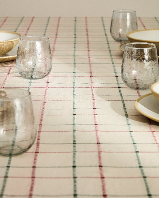 Aldelie multicolored 100% cotton jacquard tablecloth 150 x 250 cm