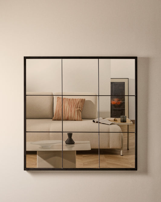 Ulrica crno metalno zidno ogledalo 80 x 80 cm