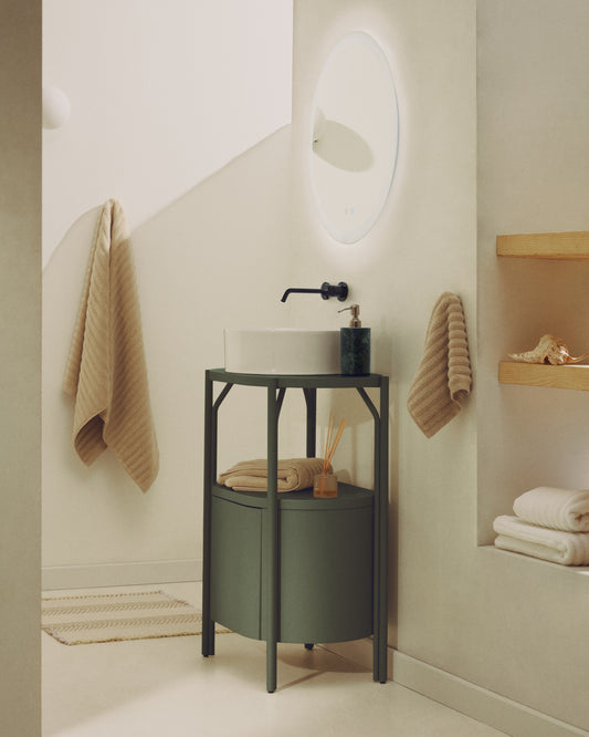 Arely ormarić za lavabo sa čeličnom konstrukcijom i zelenim lakiranim MDF-om, 60 x 40cm