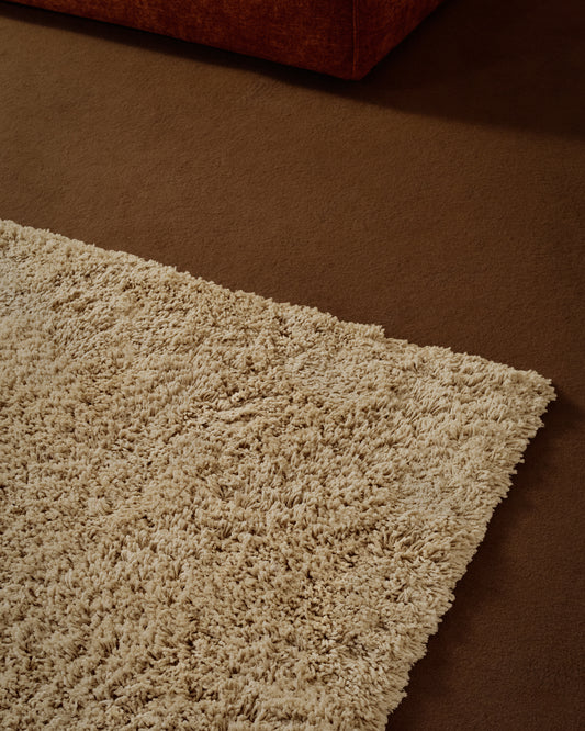 Neade rug, cotton and polyester in beige, 200 x 300 cm