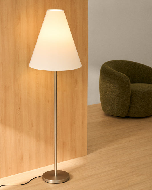 Navat metal floor lamp with brushed silver finish