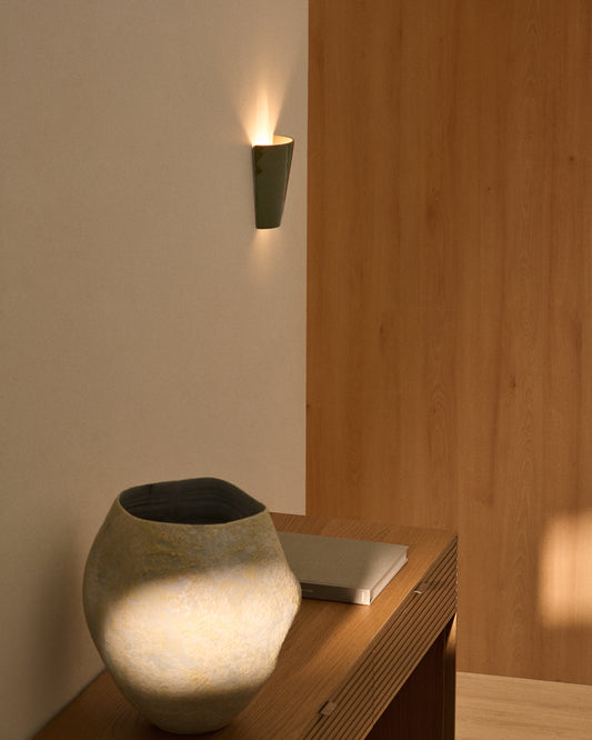 Zidna lampa Ceren od zelene keramike 13 cm
