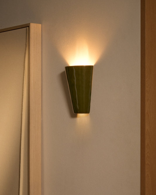 Zidna lampa Ceren od zelene keramike 13 cm