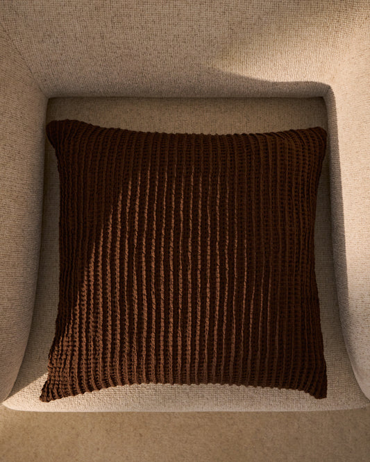 Navlaka za jastuk Solly od 100% waffle pamuka, braon, 50 x 50 cm