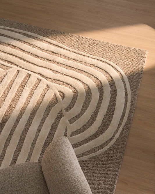 Colire beige wool and viscose rug 200 x 300 cm