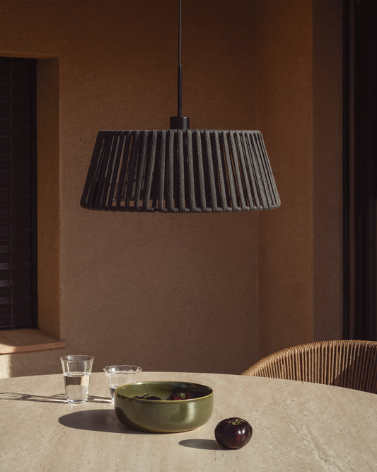 Aldet abažur za plafonsku lampu od crnog pljosnatog kanapa, Ø46cm