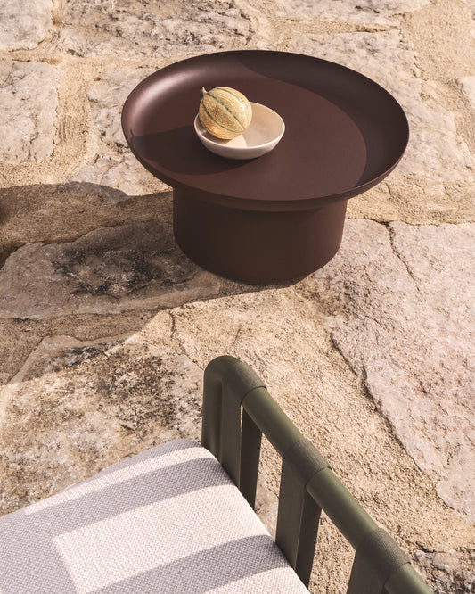 Arcola coffee table in brown aluminium Ø70cm
