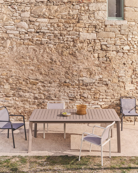 Brela taupe rasklopivi sto od aluminijuma, 205(287) x 100cm