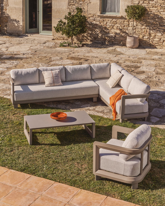 Nerano sofa za 3 osobe od taupe aluminijuma, 208 cm