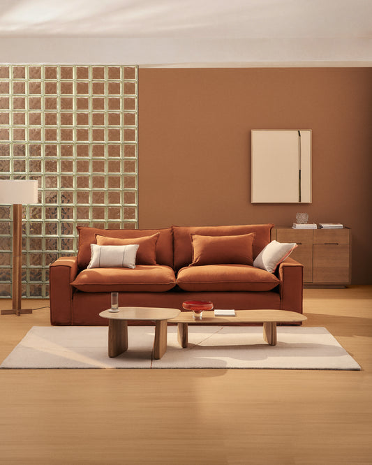 Sofa Anarela sa skidivom navlakom, 2 sedišta, od 100% lana u terakota boji 240 cm FSC Mix Credit