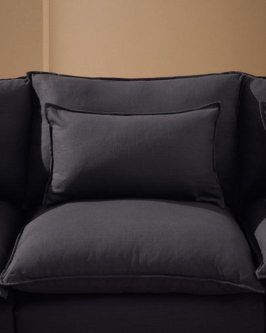 Ugaona modularna sofa sa skidivom navlakom Anarela 6 sedišta od lana i viskoze tamnosiva 307 x 347 cm FSC Mix Credit