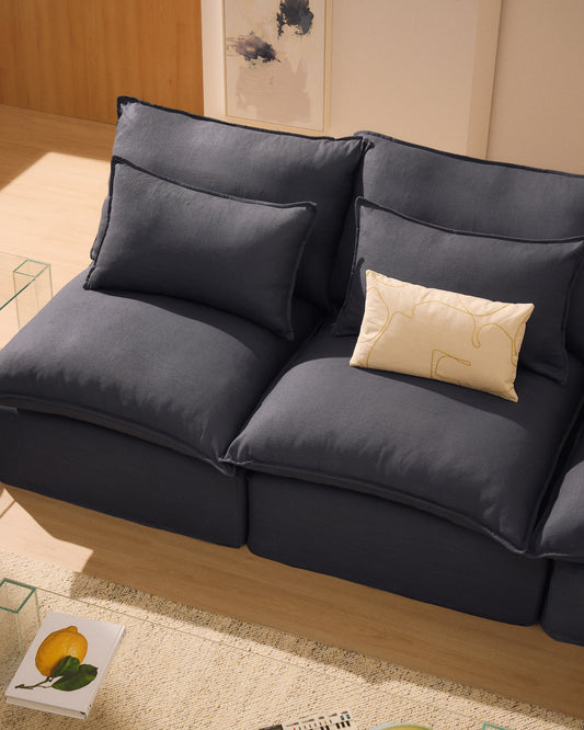 Ugaona modularna sofa sa skidivom navlakom Anarela 4 sedišta od lana i viskoze tamnosiva 287 x 307 cm FSC Mix Credit