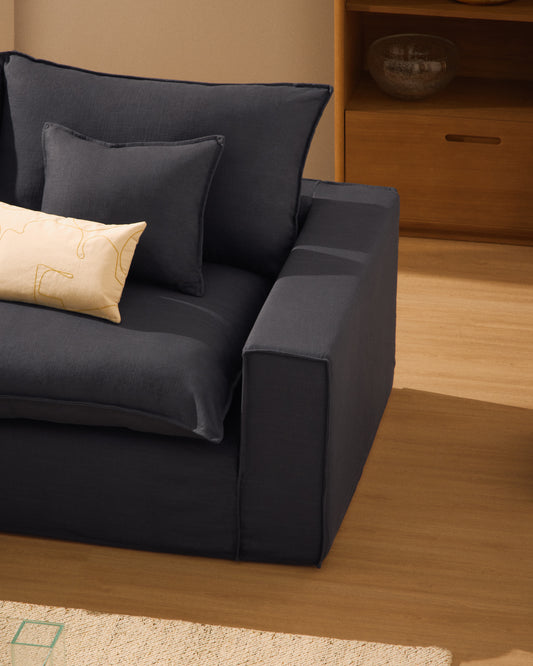 Modularna sofa sa skidivom navlakom Anarela 3 sedišta od lana i viskoze tamnosiva 310 cm FSC Mix Credit