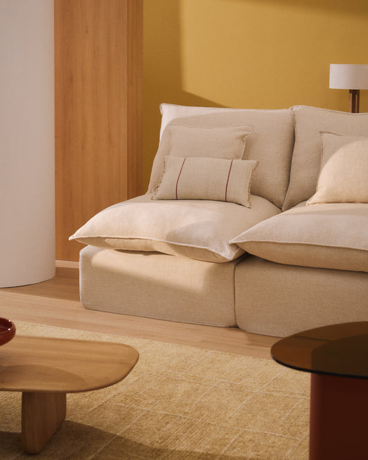 Anarela bež modularna trosed sofa od lana i viskoze sa uklonjivom navlakom, 220 cm FSC Mix Credit