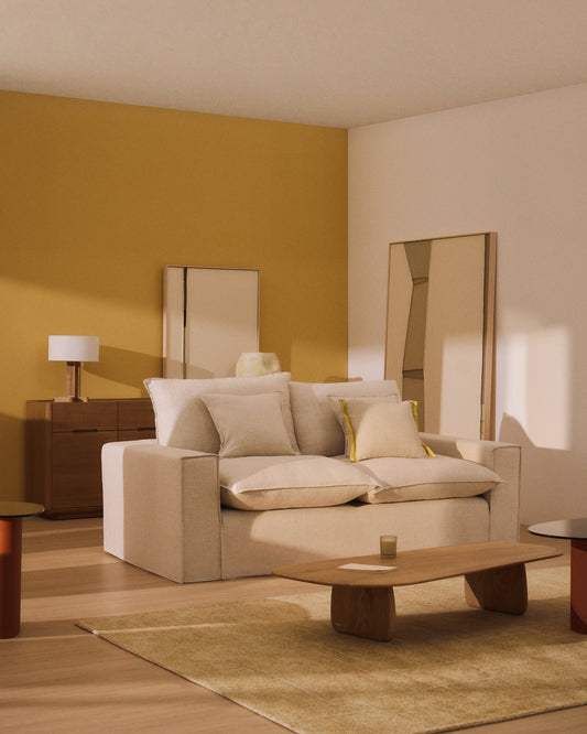 Anarela 3 seater sofa cover in beige linen