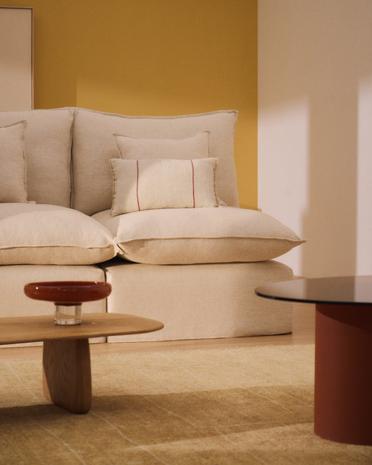 Anarela bež modularna trosed sofa od lana i viskoze sa uklonjivom navlakom, 270 cm FSC Mix Credit