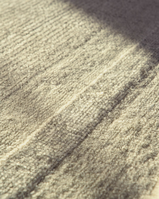 Dalena beige striped jacquard wool rug 300 x 200cm