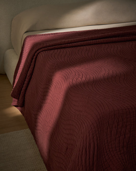 Prekrivač Sarula od 100% žakard pamuka, bordo, za krevet 90/135 cm