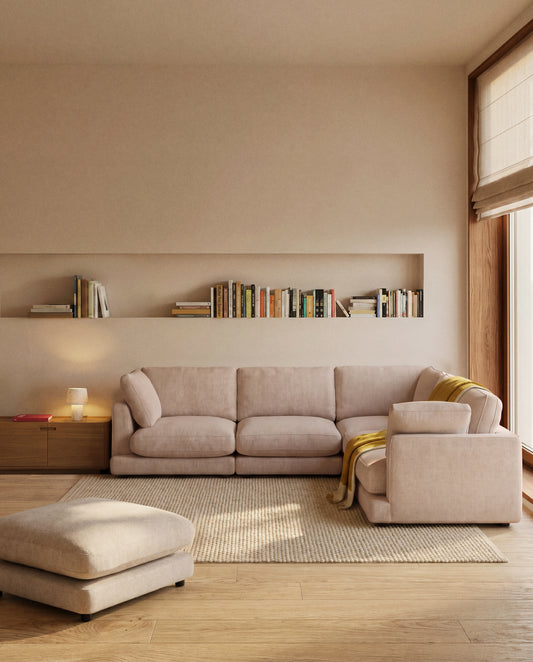 Tabure Gala od mikro bukle bež FSC Mix Credit 90 x 90 cm