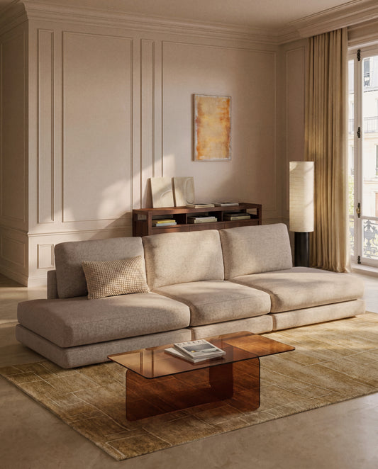 Gala 3-seater modular sofa in beige micro bouclé FSC Mix Credit 240cm