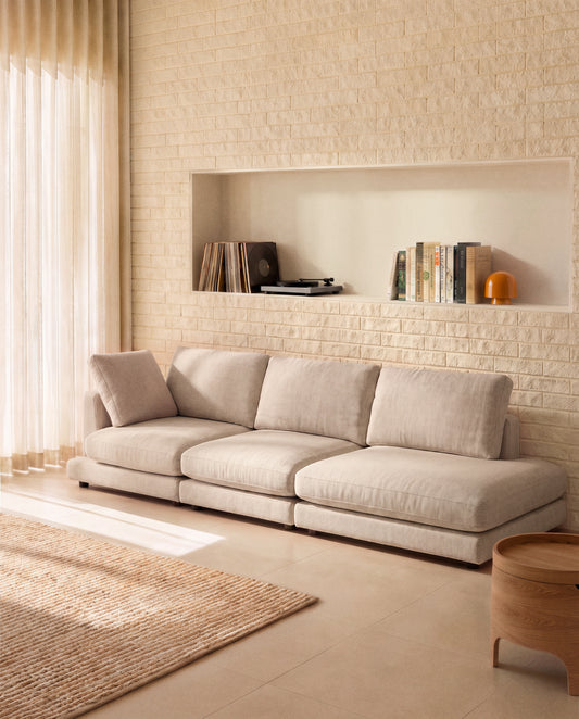 Modularna sofa Gala 4 mesta sa levim terminalom od šenila bež FSC Mix Credit 315 cm