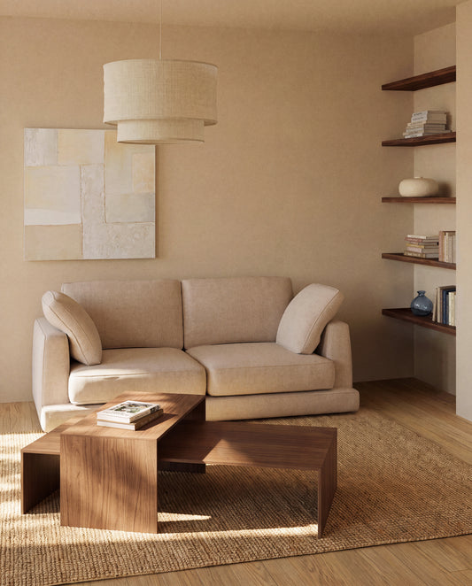Gala 3-seater sofa in beige micro bouclé FSC Mix Credit 210cm