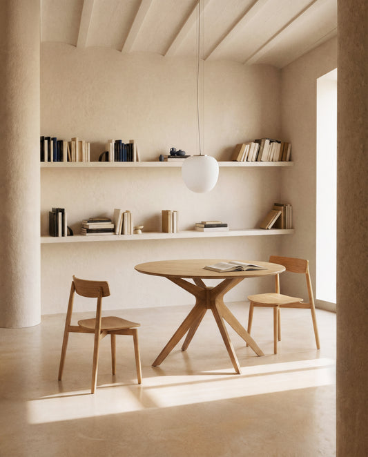 Naanim round table in oak veneer, Ø 120 cm