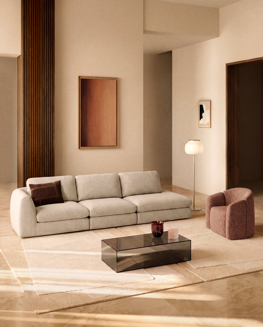 Orlia coffee table in dark grey tempered glass 110 x 50cm