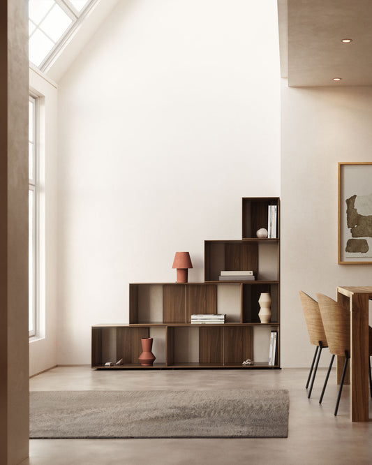 Litto set od 6 modularnih elemenata za odlaganje od orahovog furnira, 101 x 152 cm