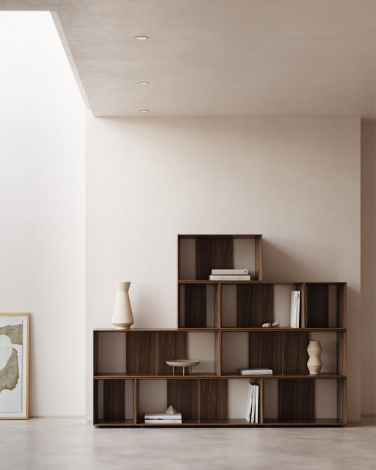 Litto set od 9 modularnih elemenata za odlaganje od orahovog furnira, 202 x 114 cm
