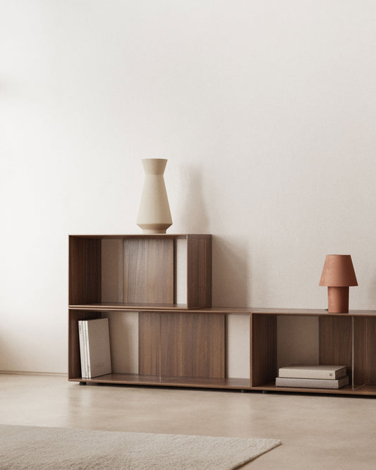Litto set od 6 modularnih regala u furniru orahovog drveta, 168 x 114 cm