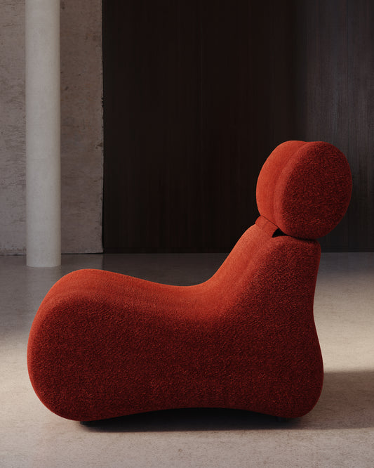 Club terracotta bouclé armchair