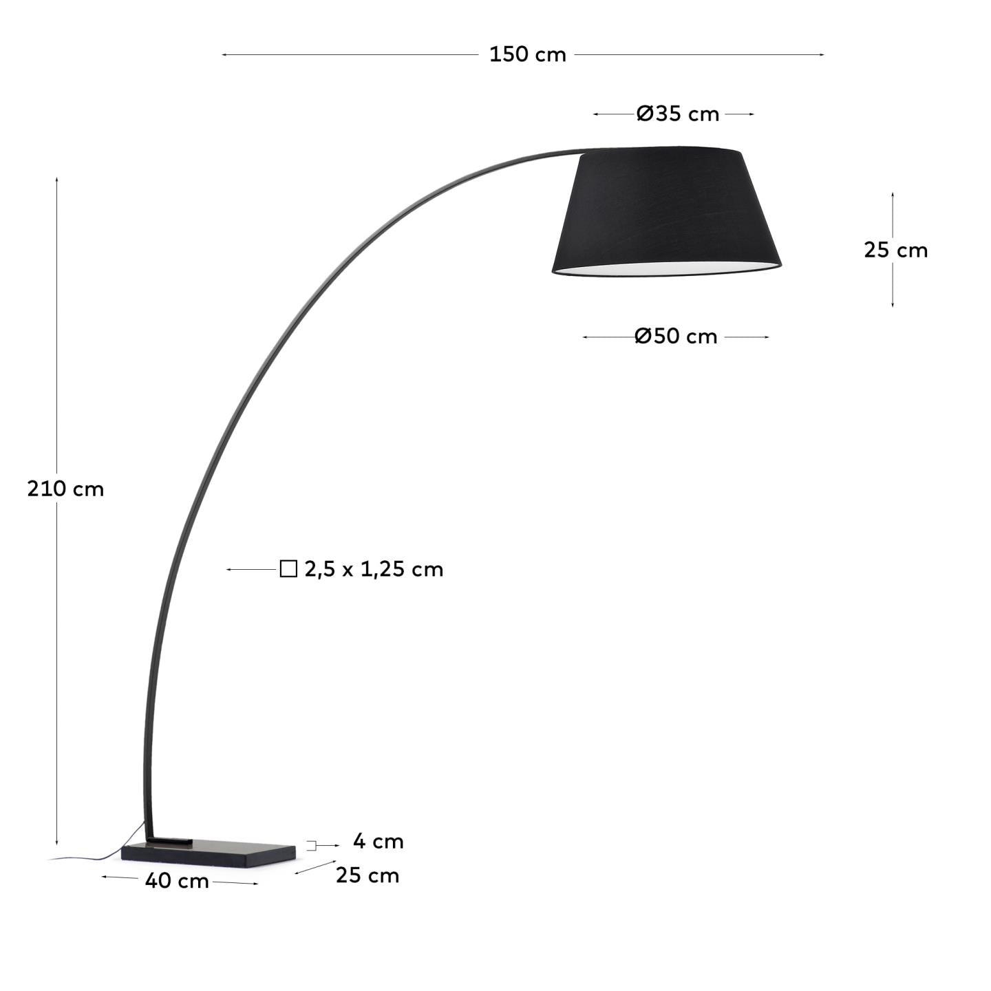 Juhe podna lampa od čelika i crnog mermera